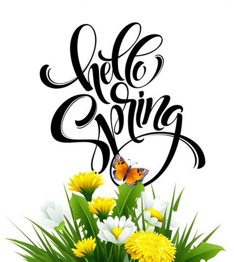 Premium Vector Inscription Hello Spring Hand Lettering With Flowers
