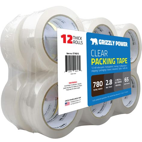 Grizzly Power Clear Packing Tape Refill Rolls For Shipping Moving
