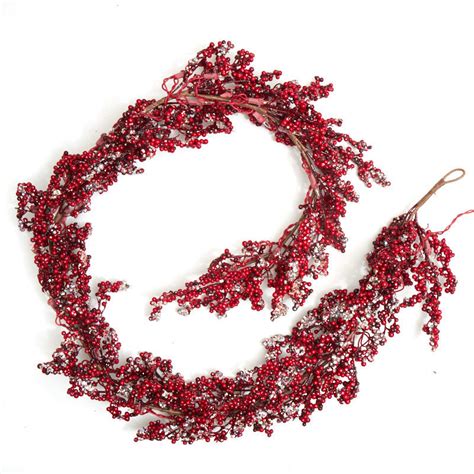 pre lit frosted artificial berry garland christmas garlands christmas and winter holiday