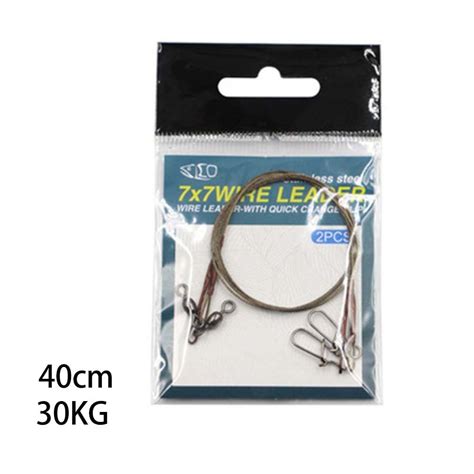 2pcspack Fishing Line Steel Wire Leader With Snap And Swivels Wire