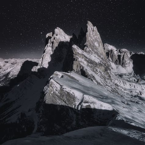Photo Of A Snow Capped Mountain During The Night Pixeor Large