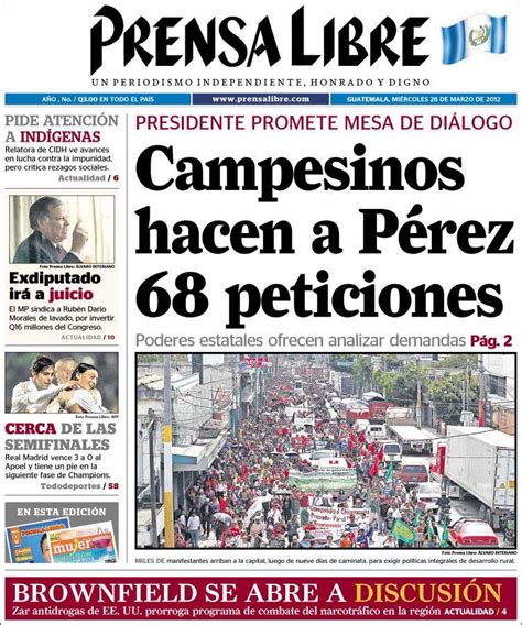 Periódico Prensa Libre Guatemala Periódicos De Guatemala Edición De