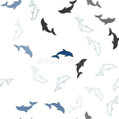 Light Blue Vector Seamless Texture With Dolphins Stock Vector