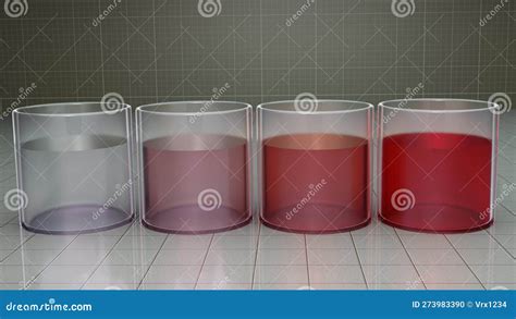 Chemistry Beakers Filled With Colorful Liquids Pure Clear Water