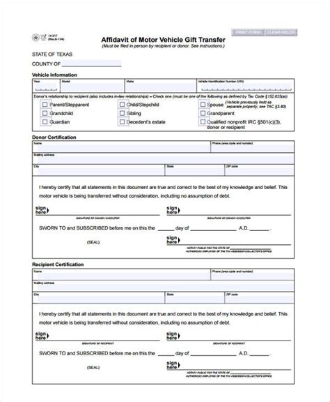 Affidavit Of T Of Motor Vehicle Vehicle Uoi