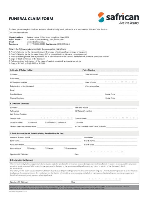 Fillable Online Easy Guide To Complete The Funeral Claim Form Fax Email