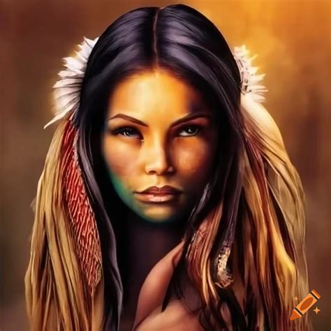 portrait of a stunning native american woman on craiyon