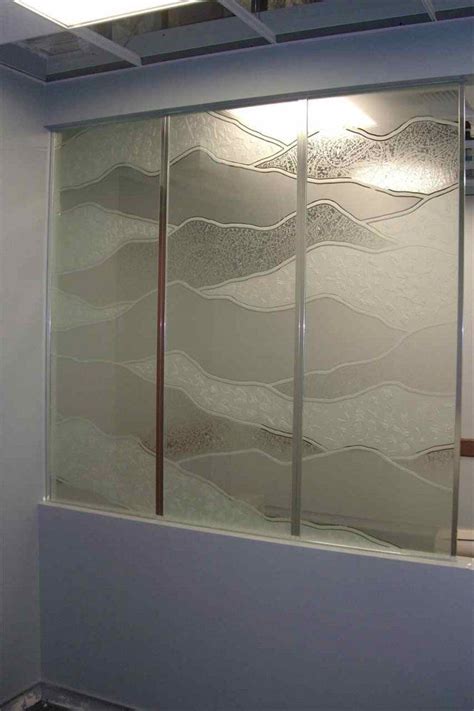 Abstract Hills Glass Partitions Etched Carved Abstract Hills Design