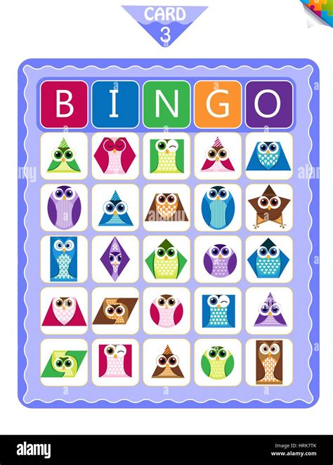Printable Educational Bingo Game For Preschool Kids With Shapes In The