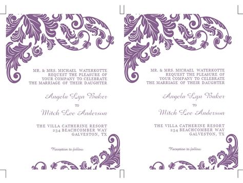 Items Similar To Printable Ms Word Wedding Invitation Template 78120
