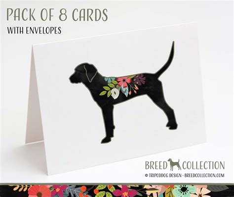 Redbone Coonhound Pack Of 8 Note Cards With Envelopes Boho Etsy