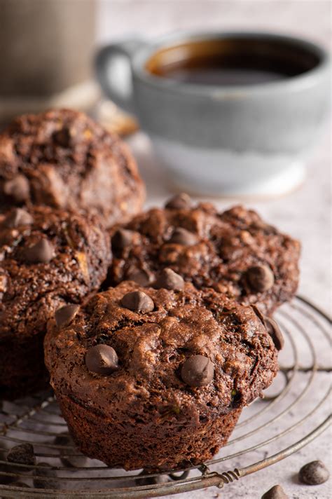 Vegan Double Chocolate Zucchini Muffins Planted And Picked