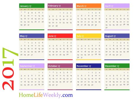 Calendar template 2018 from calendar 2018 and 2020 printable one page , source:nomadedigital.net. Printable Calendar 2017 - Home Life Weekly