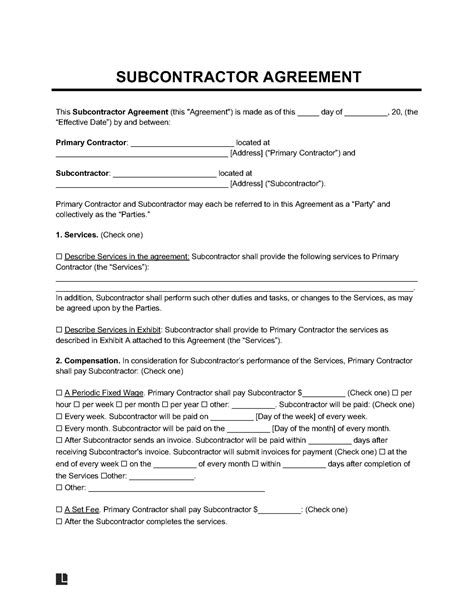 Free Subcontractor Agreement Templates Pdf And Word