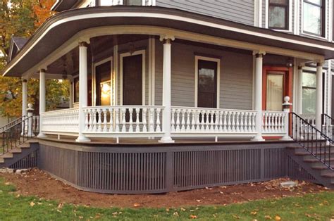 Victorian Porch With Curved Railing In Frankfort Il American Porch Llc