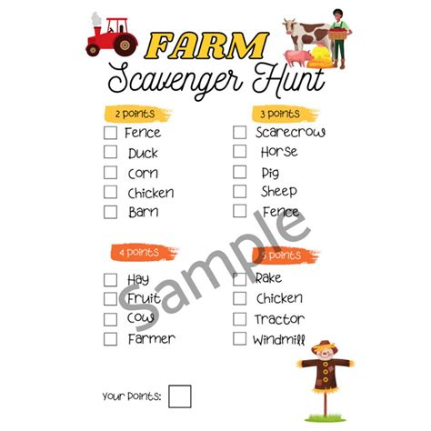 Farm Scavenger Hunt Printable Printable Word Searches