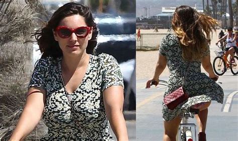 Kelly Brook Flashes Her Floral Knickers During Venice Beach Bike Ride