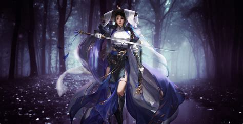 Anime Warrior Girl With Sword On Mountain Artwork K Vrogue Co