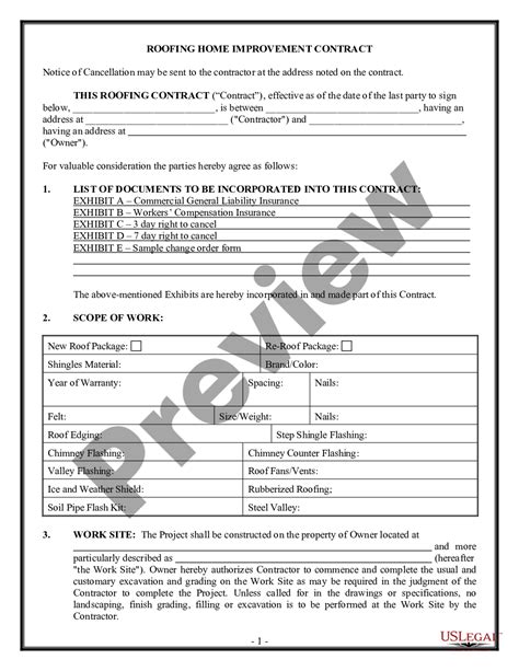 Roofing Contract Form For Homeowner Us Legal Forms