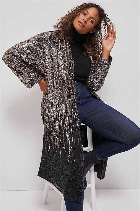 Dulcinea Sequined Duster Jacket Plus Size Outfits Duster Jacket