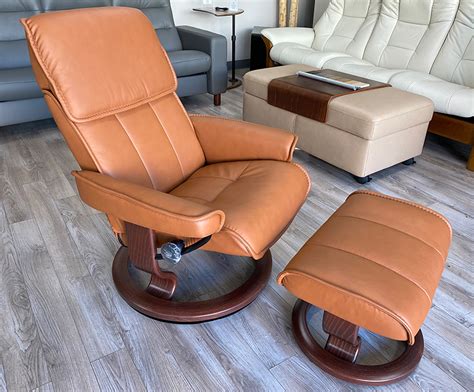 Stressless Admiral Paloma New Cognac Leather Recliner Chair And Ottoman
