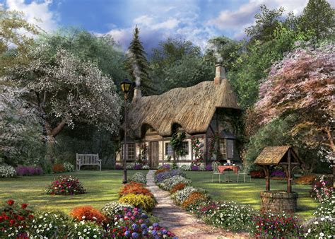 Posterazzi Rose Cottage Rolled Canvas Art Dominic Davidson 36 X 24