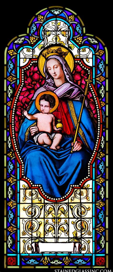 Mother Mary And The Child Religious Stained Glass Window
