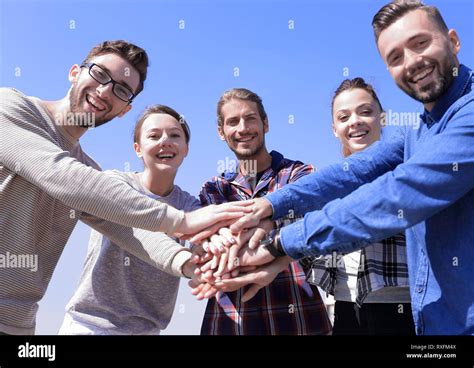 Concept Of Teamwork Business People Joined Hands Stock Photo Alamy