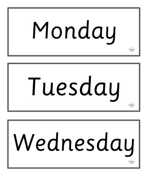 Days Of The Week Flashcards Teaching Resources