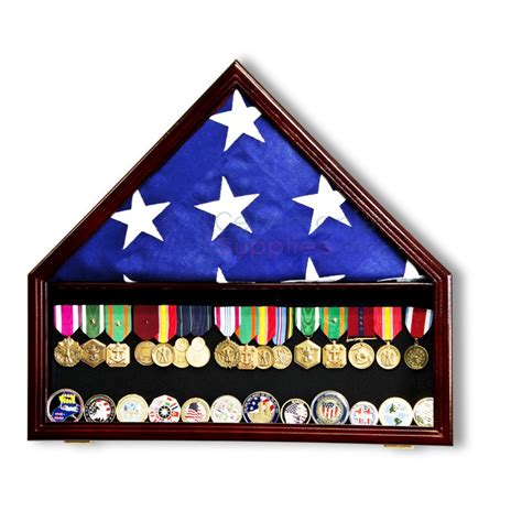 Combo Military Flag Decoration Medal Display Case
