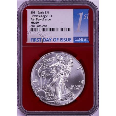 2021 Type 1 1 American Silver Eagle Coin Ngc Ms69 First Day Of Issue