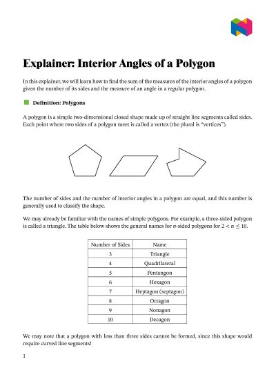 Lesson Interior Angles Of A Polygon Nagwa