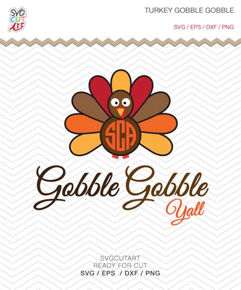 Turkey Gobble Thanksgiving Svg Dxf Png Eps Autumn Cut File For Etsy