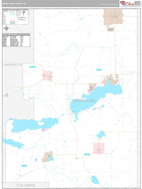 Green Lake County Wi Wall Map Premium Style By Marketmaps