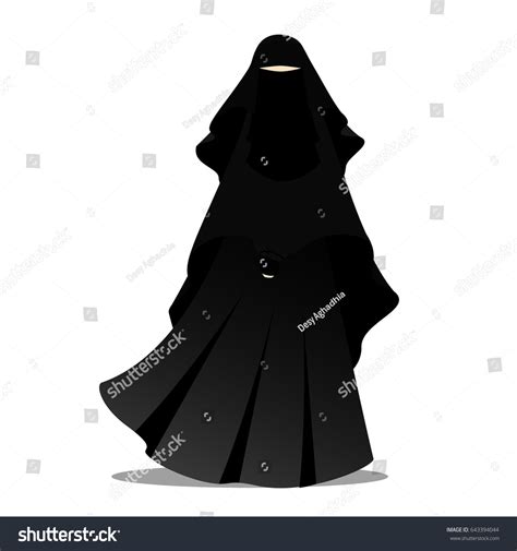 Illustration Beautiful Muslim Women Niqab Cartoon Stock Vektor Royaltyfri 643394044