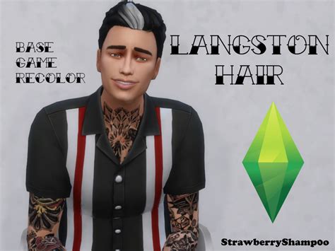 The Sims Resource Langston Hair Mallen Streakwhite Streak Hair Recolor