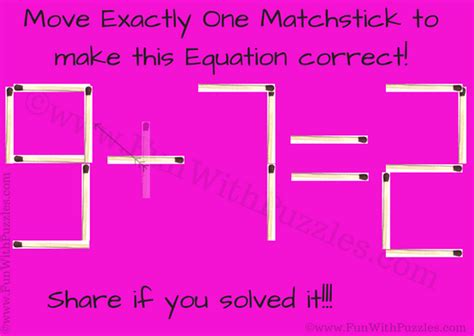 Math Brain Teaser For Kids With Answer Matchstick Puzzle Fun With