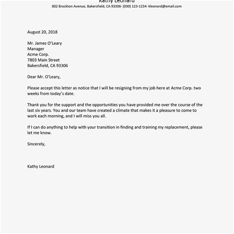 Sample Resignation Letter Mt Home Arts