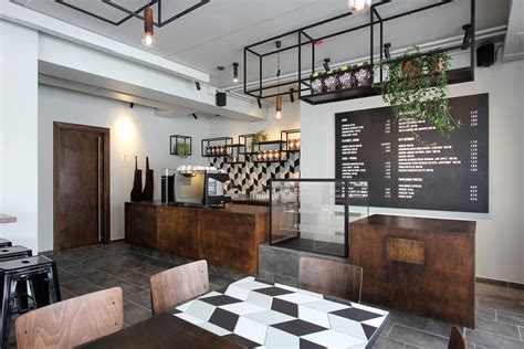 Industrial Style Coffee Store Wooden Color Cafe Shop Furniture Design