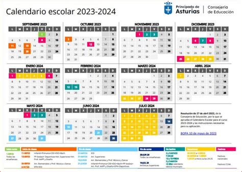 Calendario Escolar Asturias 2023 2024