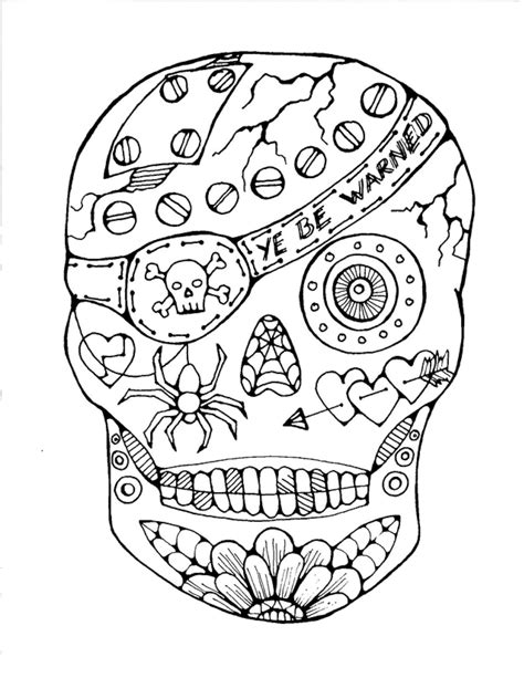 Sugar Skull Day Of The Dead Coloring Pages