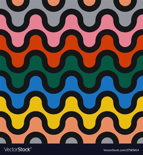 Colorful Seamless Wavy Pattern Geometric Vector Image