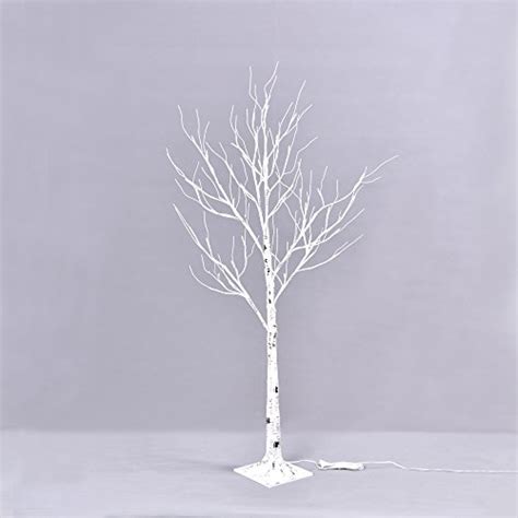 Ecolinear Prelit Birch Tree 48 Leds Light Silver Twig Warm White White