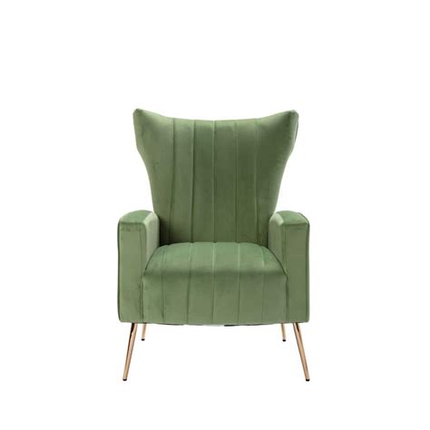 Buy Green Velvet Wingback Chair With Golden Legs Online At Lowest Price