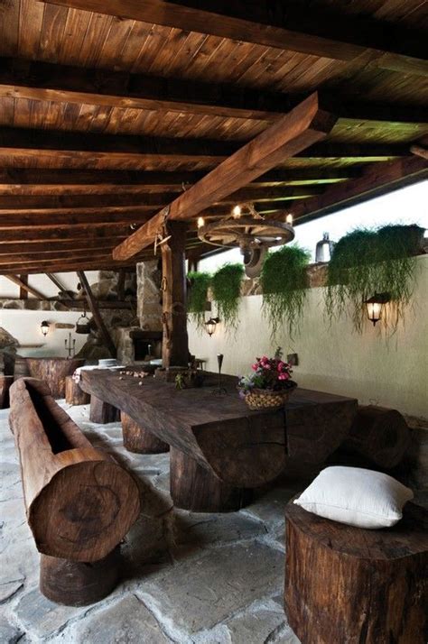 Shop allmodern for modern and contemporary outdoor dining sets to match your style and budget. Awesome log furniture | Outdoor dining area, Rustic ...