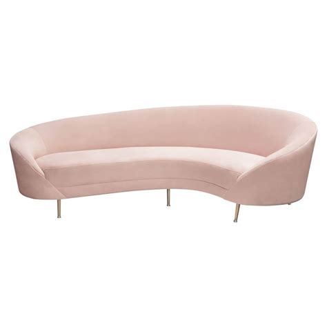 Celine Curved Sofa In Blush Pink Velvet