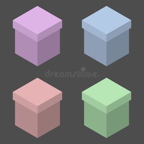 Set Of Boxes Of Different Colors Carton Boxes Stock Illustration