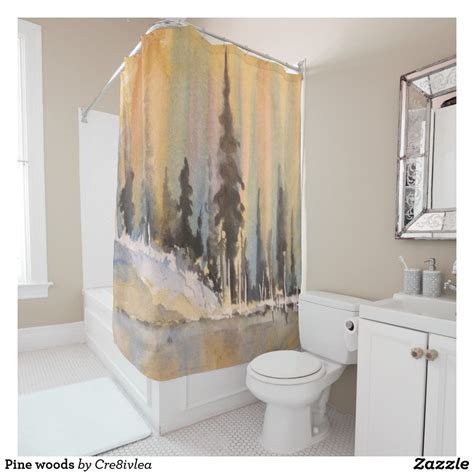 Pine Woods Shower Curtain Wood Shower Shower Curtain Custom Shower