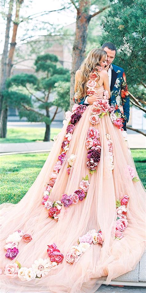 Neither dress looks wedding appropriate. floral wedding dresses via lena kozhina | Deer Pearl Flowers