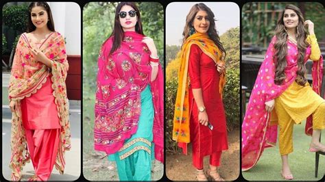 Latest Plain Punjabi Suits With Heavy Dupatta Simple Plain Suit With Heavy Dupatta Youtube